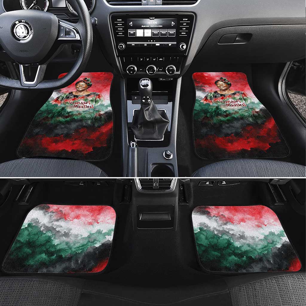 Wangari Maathai Car Mats Kenyan Flag Watercolor Style - Environmental Quote Planting Trees Tribute Eco-Activism - Wonder Print Shop