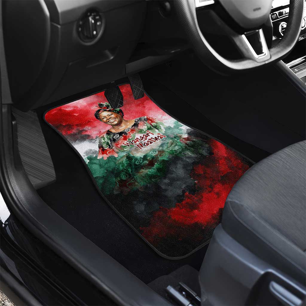 Wangari Maathai Car Mats Kenyan Flag Watercolor Style - Environmental Quote Planting Trees Tribute Eco-Activism - Wonder Print Shop