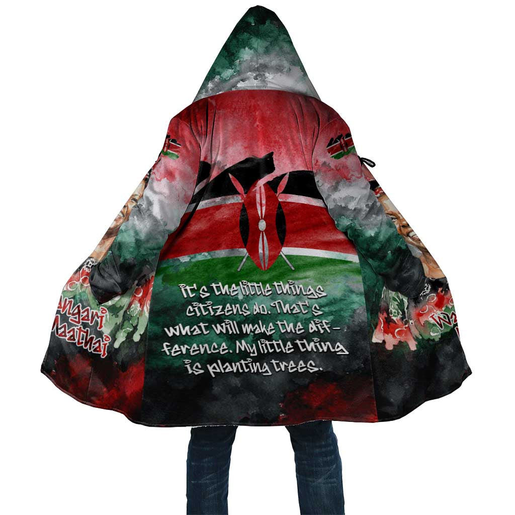 Wangari Maathai Cloak Kenyan Flag Watercolor Style - Environmental Quote Planting Trees Tribute Eco-Activism - Wonder Print Shop
