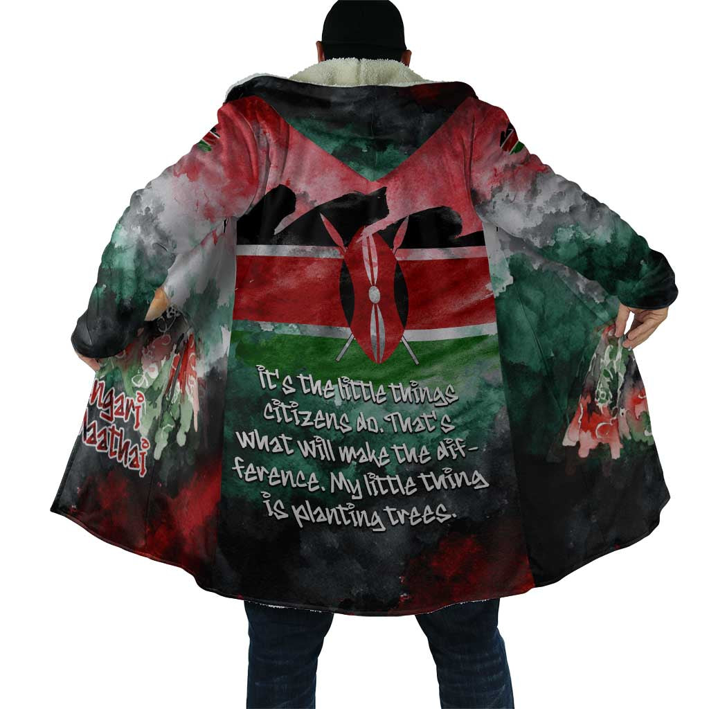 Wangari Maathai Cloak Kenyan Flag Watercolor Style - Environmental Quote Planting Trees Tribute Eco-Activism - Wonder Print Shop