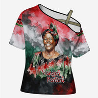 Wangari Maathai Cross Shoulder Shirt Kenyan Flag Watercolor Style - Environmental Quote Planting Trees Tribute Eco-Activism - Wonder Print Shop
