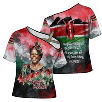 Wangari Maathai Cross Shoulder Shirt Kenyan Flag Watercolor Style - Environmental Quote Planting Trees Tribute Eco-Activism - Wonder Print Shop
