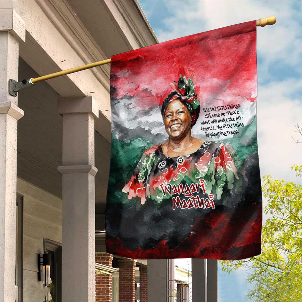 Wangari Maathai Garden Flag Kenyan Flag Watercolor Style - Environmental Quote Planting Trees Tribute Eco-Activism - Wonder Print Shop