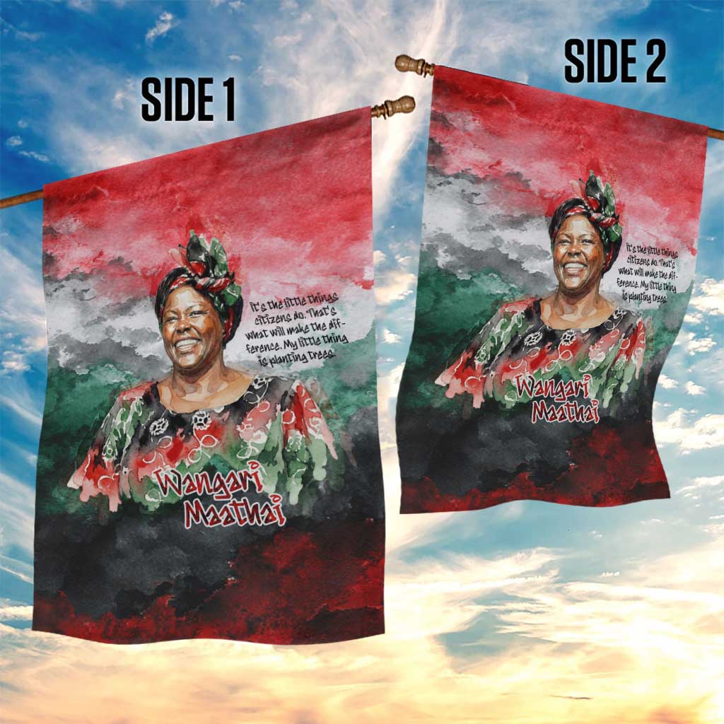 Wangari Maathai Garden Flag Kenyan Flag Watercolor Style - Environmental Quote Planting Trees Tribute Eco-Activism - Wonder Print Shop