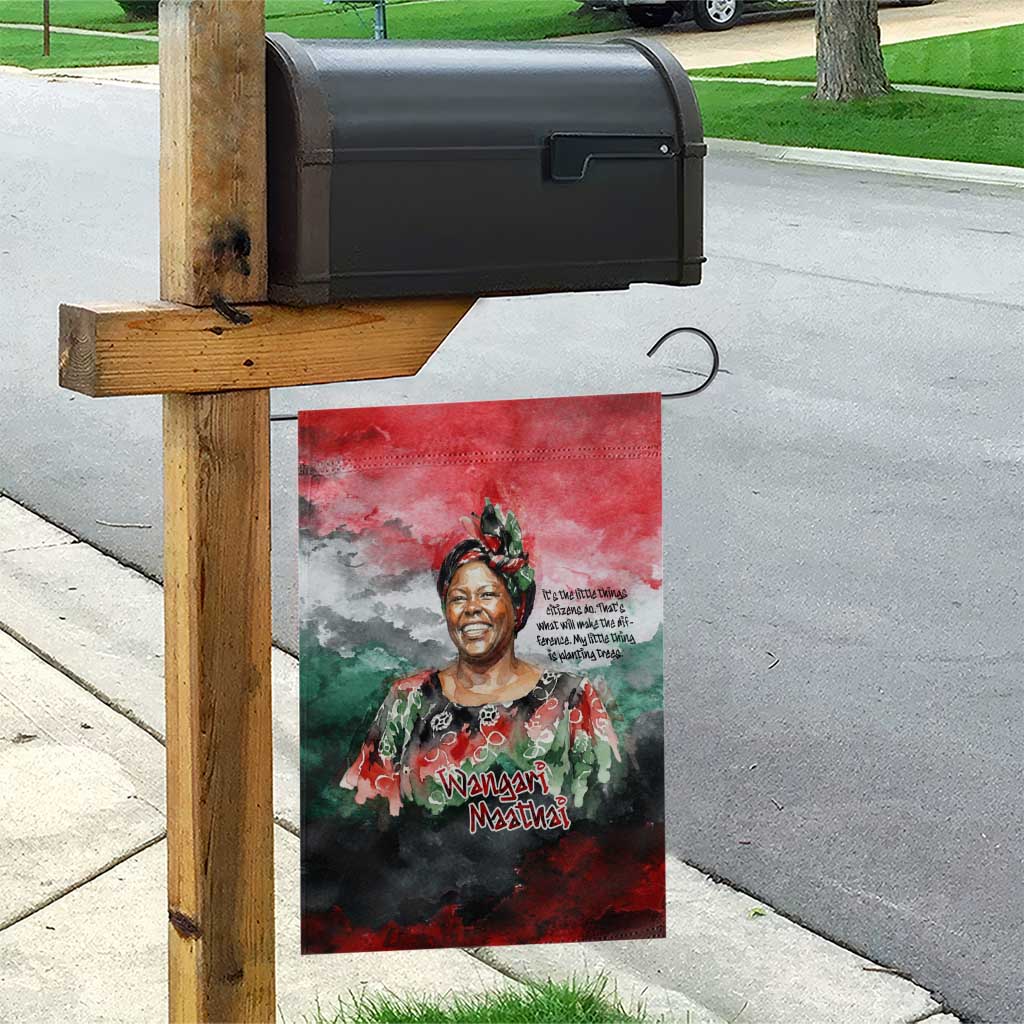 Wangari Maathai Garden Flag Kenyan Flag Watercolor Style - Environmental Quote Planting Trees Tribute Eco-Activism - Wonder Print Shop