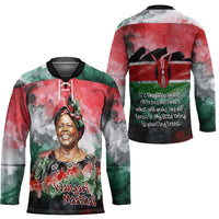 Wangari Maathai Hockey Jersey Kenyan Flag Watercolor Style - Environmental Quote Planting Trees Tribute Eco-Activism - Wonder Print Shop