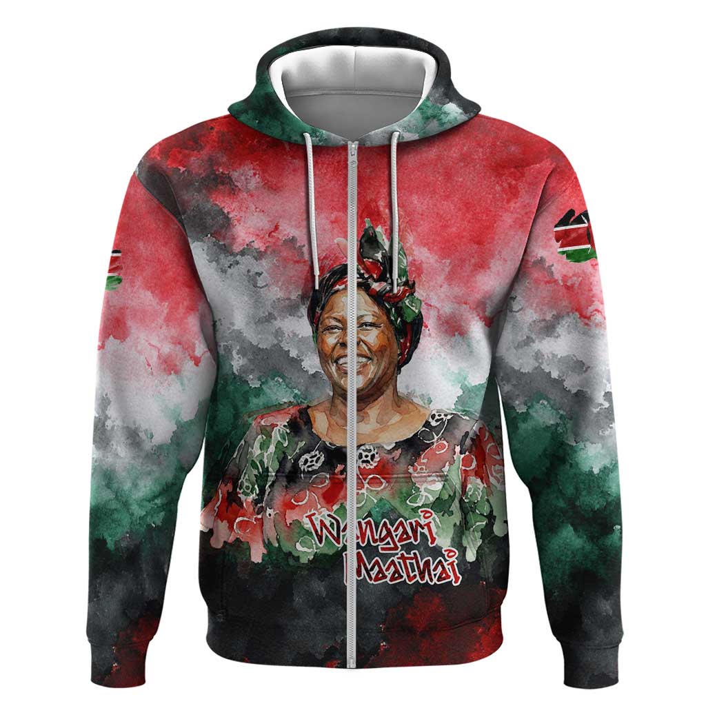 Wangari Maathai Hoodie Kenyan Flag Watercolor Style - Environmental Quote Planting Trees Tribute Eco-Activism - Wonder Print Shop