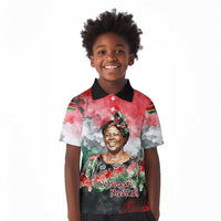 Wangari Maathai Kid Polo Shirt Kenyan Flag Watercolor Style - Environmental Quote Planting Trees Tribute Eco-Activism - Wonder Print Shop