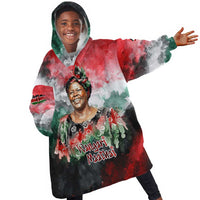 Wangari Maathai Kid Wearable Blanket Hoodie Kenyan Flag Watercolor Style - Environmental Quote Planting Trees Tribute Eco-Activism - Wonder Print Shop