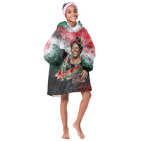 Wangari Maathai Kid Wearable Blanket Hoodie Kenyan Flag Watercolor Style - Environmental Quote Planting Trees Tribute Eco-Activism - Wonder Print Shop