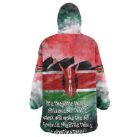 Wangari Maathai Kid Wearable Blanket Hoodie Kenyan Flag Watercolor Style - Environmental Quote Planting Trees Tribute Eco-Activism - Wonder Print Shop