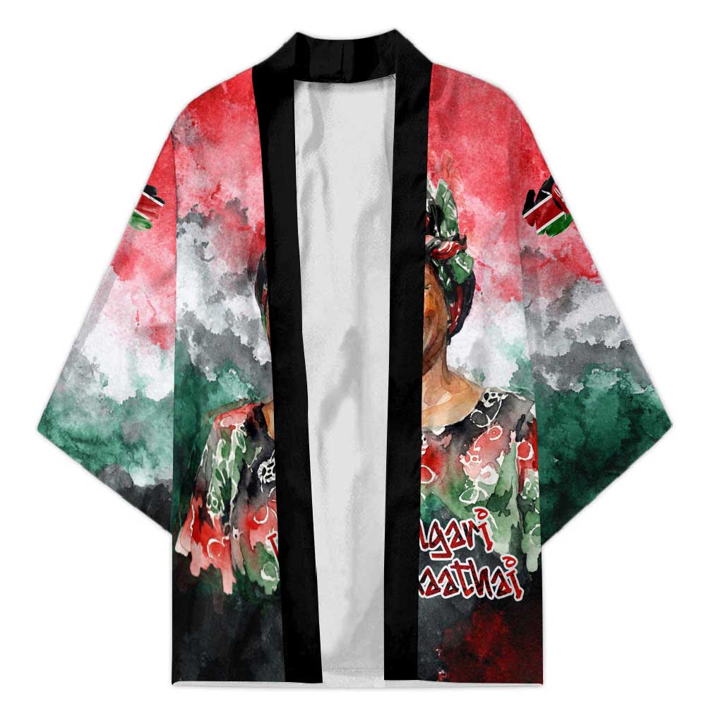 Wangari Maathai Kimono Kenyan Flag Watercolor Style - Environmental Quote Planting Trees Tribute Eco-Activism - Wonder Print Shop