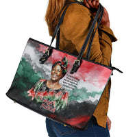 Wangari Maathai Leather Tote Bag Kenyan Flag Watercolor Style - Environmental Quote Planting Trees Tribute Eco-Activism - Wonder Print Shop