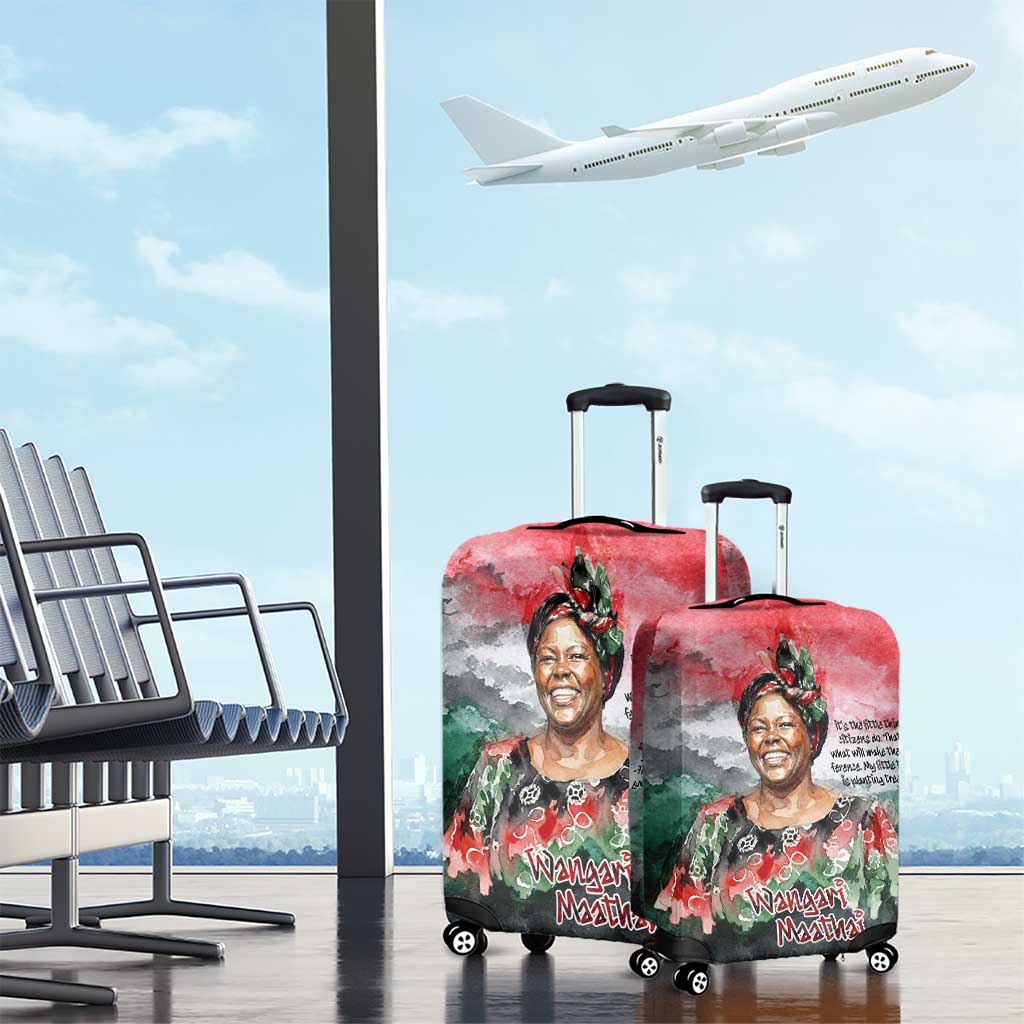 Wangari Maathai Luggage Cover Kenyan Flag Watercolor Style - Environmental Quote Planting Trees Tribute Eco-Activism - Wonder Print Shop