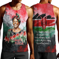 Wangari Maathai Men Tank Top Kenyan Flag Watercolor Style - Environmental Quote Planting Trees Tribute Eco-Activism - Wonder Print Shop