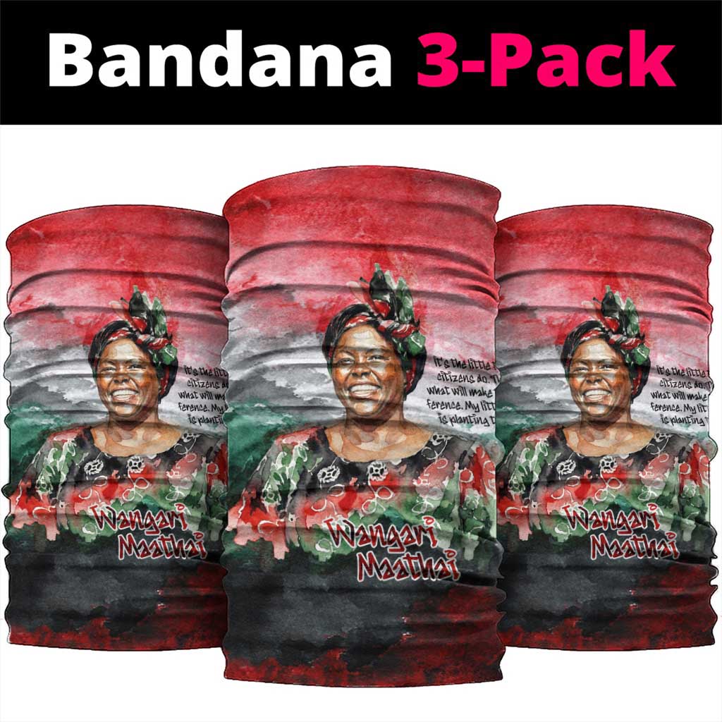 Wangari Maathai Neck Gaiter Kenyan Flag Watercolor Style - Environmental Quote Planting Trees Tribute Eco-Activism - Wonder Print Shop