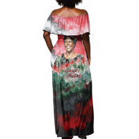 Wangari Maathai Off Shoulder Maxi Dress Kenyan Flag Watercolor Style - Environmental Quote Planting Trees Tribute Eco-Activism - Wonder Print Shop