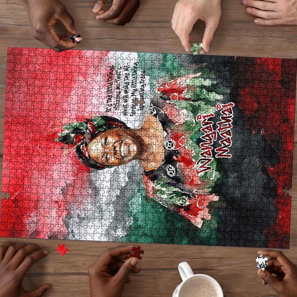 Wangari Maathai Puzzle Kenyan Flag Watercolor Style - Environmental Quote Planting Trees Tribute Eco-Activism - Wonder Print Shop
