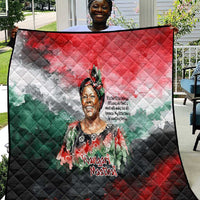 Wangari Maathai Quilt Kenyan Flag Watercolor Style - Environmental Quote Planting Trees Tribute Eco-Activism - Wonder Print Shop
