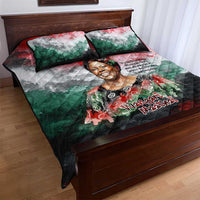 Wangari Maathai Quilt Bed Set Kenyan Flag Watercolor Style - Environmental Quote Planting Trees Tribute Eco-Activism - Wonder Print Shop