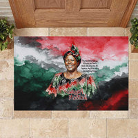 Wangari Maathai Rubber Doormat Kenyan Flag Watercolor Style - Environmental Quote Planting Trees Tribute Eco-Activism - Wonder Print Shop