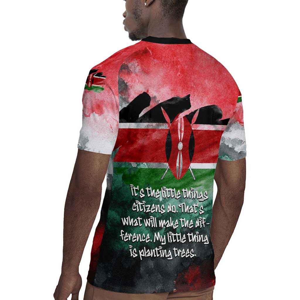 Wangari Maathai Rugby Jersey Kenyan Flag Watercolor Style - Environmental Quote Planting Trees Tribute Eco-Activism - Wonder Print Shop