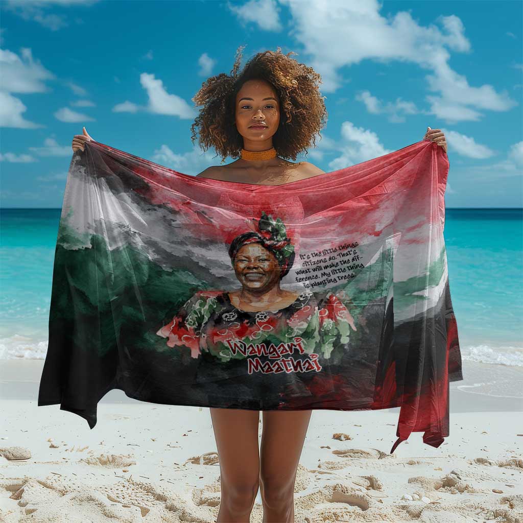 Wangari Maathai Sarong Kenyan Flag Watercolor Style - Environmental Quote Planting Trees Tribute Eco-Activism - Wonder Print Shop