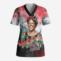 Wangari Maathai Scrub Top Kenyan Flag Watercolor Style - Environmental Quote Planting Trees Tribute Eco-Activism - Wonder Print Shop