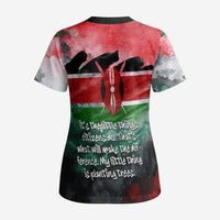 Wangari Maathai Scrub Top Kenyan Flag Watercolor Style - Environmental Quote Planting Trees Tribute Eco-Activism - Wonder Print Shop