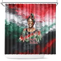 Wangari Maathai Shower Curtain Kenyan Flag Watercolor Style - Environmental Quote Planting Trees Tribute Eco-Activism - Wonder Print Shop