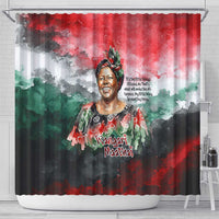 Wangari Maathai Shower Curtain Kenyan Flag Watercolor Style - Environmental Quote Planting Trees Tribute Eco-Activism - Wonder Print Shop