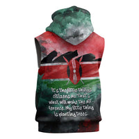 Wangari Maathai Sleeveless Zip Hoodie Kenyan Flag Watercolor Style - Environmental Quote Planting Trees Tribute Eco-Activism - Wonder Print Shop