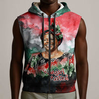 Wangari Maathai Sleeveless Zip Hoodie Kenyan Flag Watercolor Style - Environmental Quote Planting Trees Tribute Eco-Activism - Wonder Print Shop