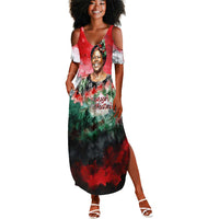 Wangari Maathai Summer Maxi Dress Kenyan Flag Watercolor Style - Environmental Quote Planting Trees Tribute Eco-Activism - Wonder Print Shop