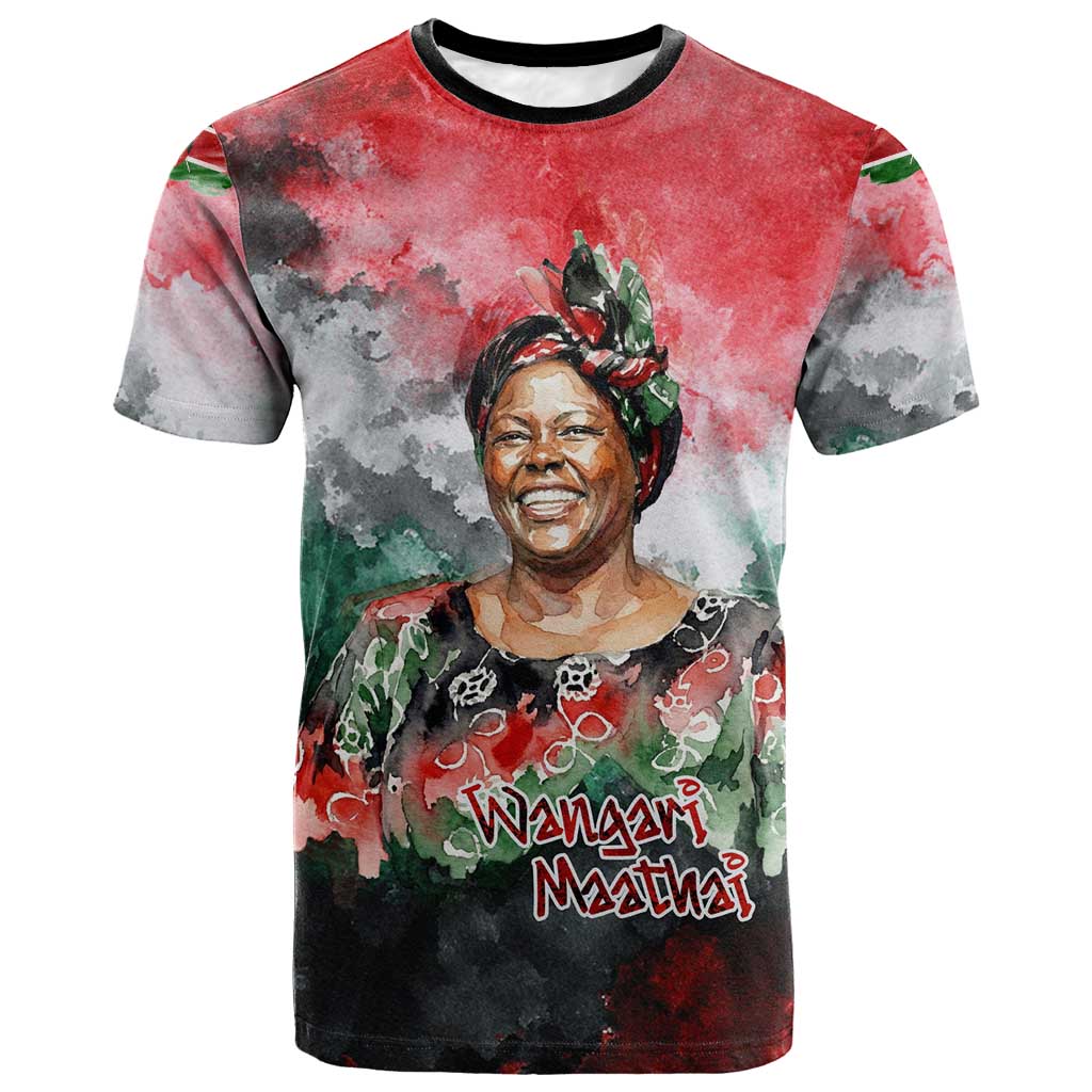 Wangari Maathai T shirt Kenyan Flag Watercolor Style - Environmental Quote Planting Trees Tribute Eco-Activism - Wonder Print Shop