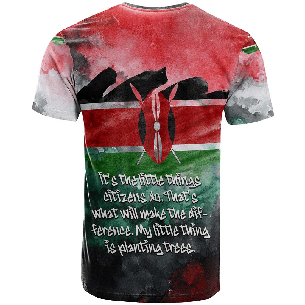 Wangari Maathai T shirt Kenyan Flag Watercolor Style - Environmental Quote Planting Trees Tribute Eco-Activism - Wonder Print Shop