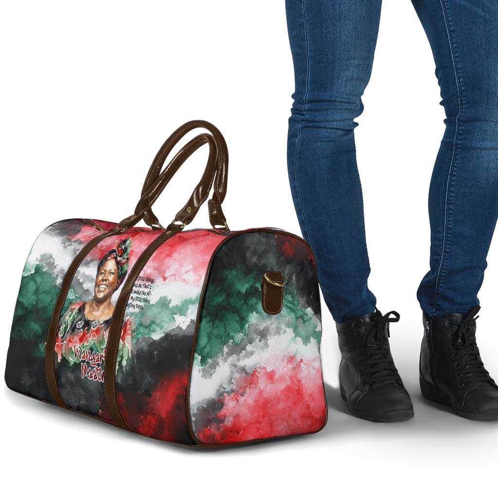Wangari Maathai Travel Bag Kenyan Flag Watercolor Style - Environmental Quote Planting Trees Tribute Eco-Activism - Wonder Print Shop