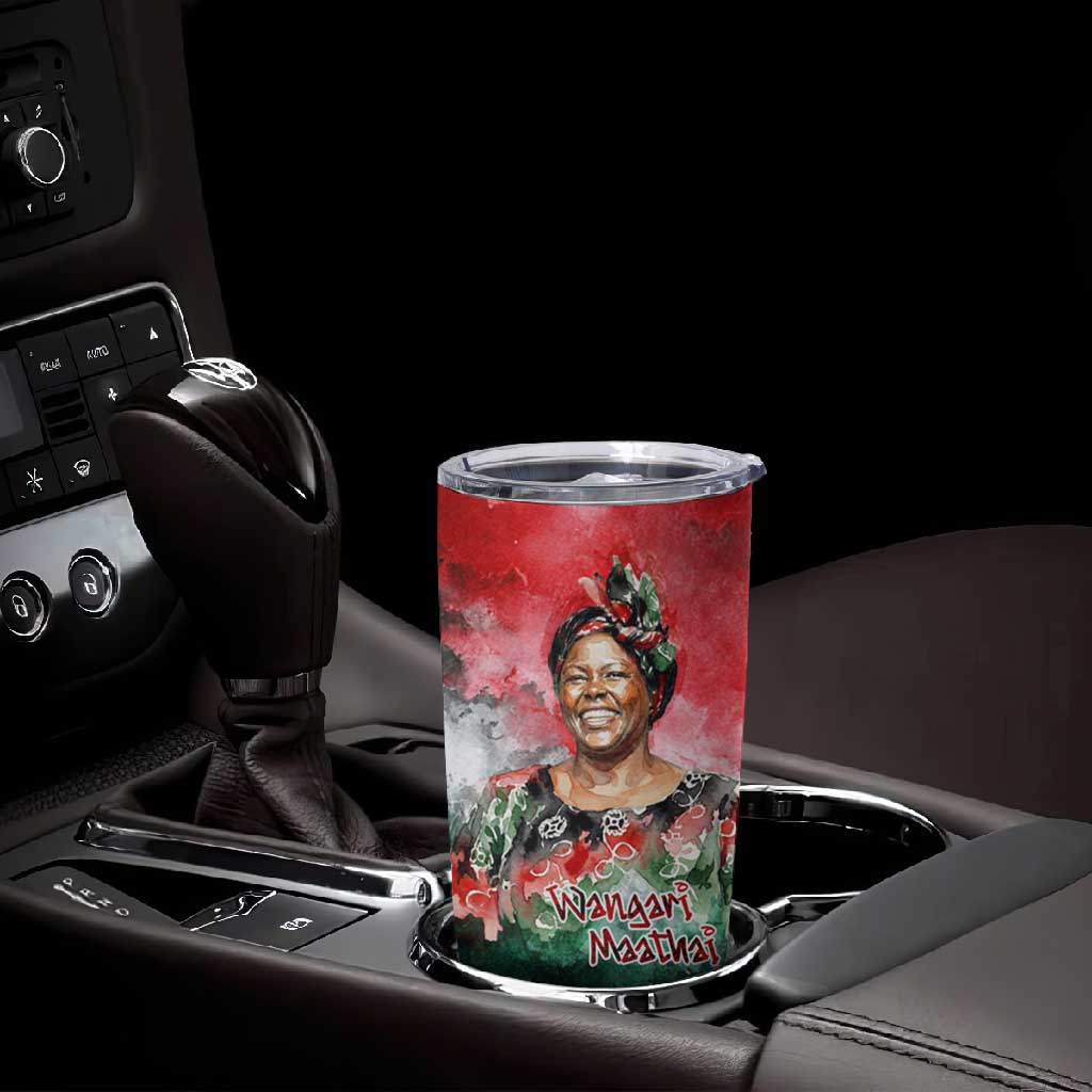 Wangari Maathai Tumbler Cup Kenyan Flag Watercolor Style - Environmental Quote Planting Trees Tribute Eco-Activism - Wonder Print Shop