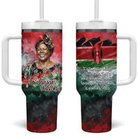 Wangari Maathai Tumbler With Handle Kenyan Flag Watercolor Style - Environmental Quote Planting Trees Tribute Eco-Activism - Wonder Print Shop
