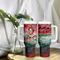 Wangari Maathai Tumbler With Handle Kenyan Flag Watercolor Style - Environmental Quote Planting Trees Tribute Eco-Activism - Wonder Print Shop