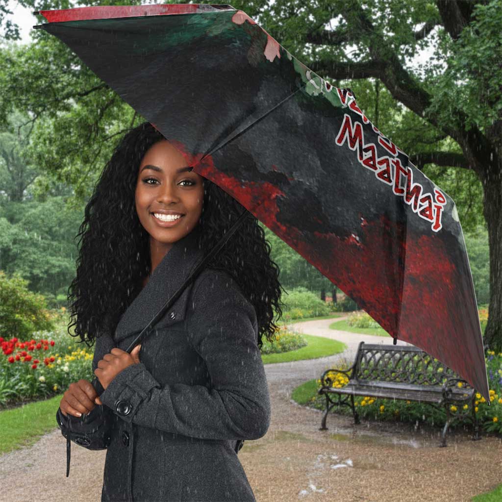 Wangari Maathai Umbrella Kenyan Flag Watercolor Style - Environmental Quote Planting Trees Tribute Eco-Activism - Wonder Print Shop