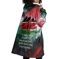 Wangari Maathai Wearable Blanket Hoodie Kenyan Flag Watercolor Style - Environmental Quote Planting Trees Tribute Eco-Activism - Wonder Print Shop
