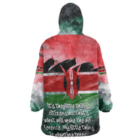Wangari Maathai Wearable Blanket Hoodie Kenyan Flag Watercolor Style - Environmental Quote Planting Trees Tribute Eco-Activism - Wonder Print Shop