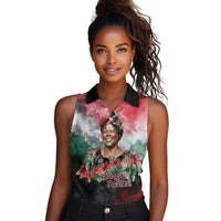 Wangari Maathai Women Sleeveless Polo Shirt Kenyan Flag Watercolor Style - Environmental Quote Planting Trees Tribute Eco-Activism - Wonder Print Shop