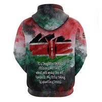 Wangari Maathai Zip Hoodie Kenyan Flag Watercolor Style - Environmental Quote Planting Trees Tribute Eco-Activism - Wonder Print Shop