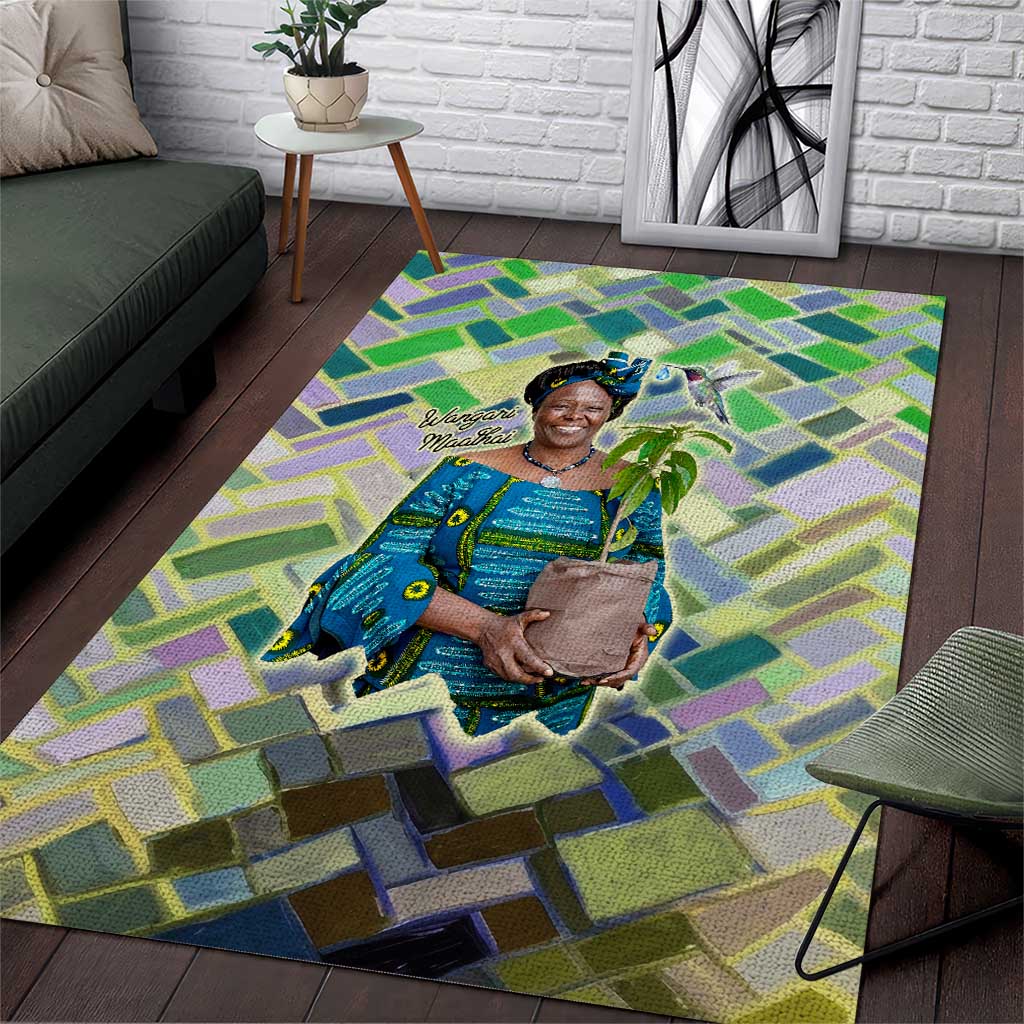 Wangari Maathai Area Rug Hummingbird Quote Tree Planting Theme Environmental Justice Tribute - Wonder Print Shop