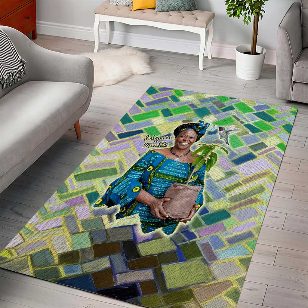 Wangari Maathai Area Rug Hummingbird Quote Tree Planting Theme Environmental Justice Tribute - Wonder Print Shop
