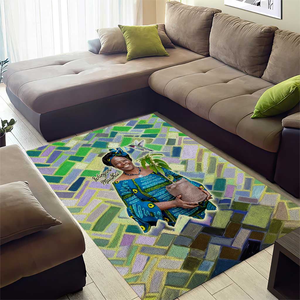 Wangari Maathai Area Rug Hummingbird Quote Tree Planting Theme Environmental Justice Tribute - Wonder Print Shop