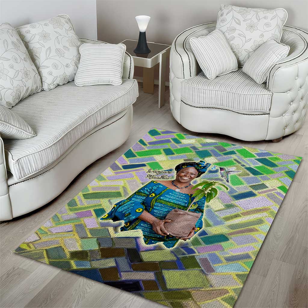 Wangari Maathai Area Rug Hummingbird Quote Tree Planting Theme Environmental Justice Tribute - Wonder Print Shop