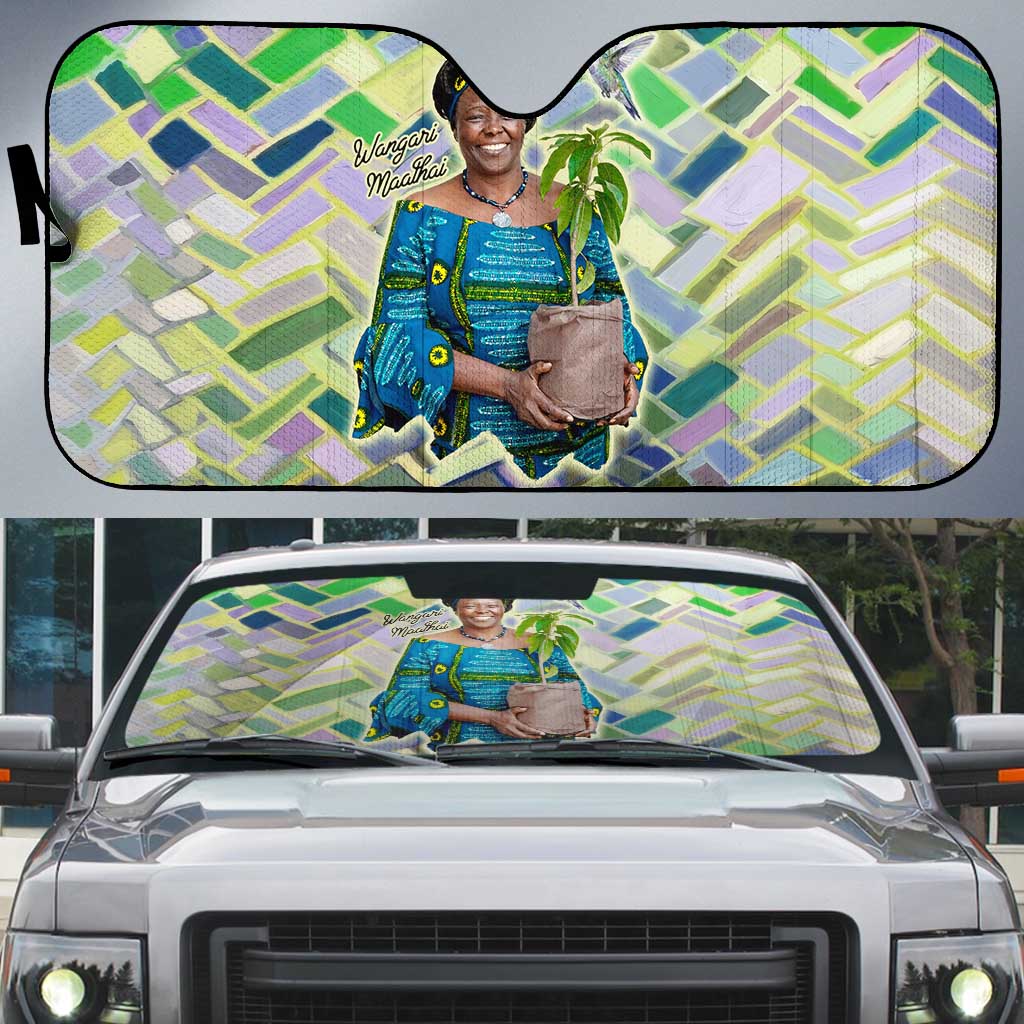 Wangari Maathai Auto Sun Shade Hummingbird Quote Tree Planting Theme Environmental Justice Tribute - Wonder Print Shop